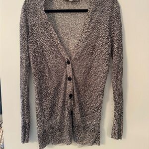 LOFT Snow Leopard Black and White Patterned Cardigan